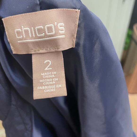 Chicos Navy Quilted Open Jacket Size 2 Large US 12 Lightweight Minimalist - Picture 5 of 5